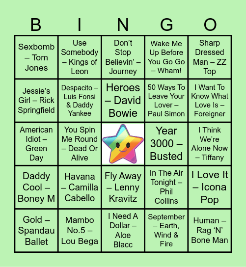 MUSICAL BINGO! Bingo Card