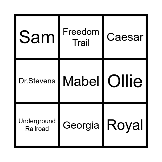 The Underground Railroad Bingo Card