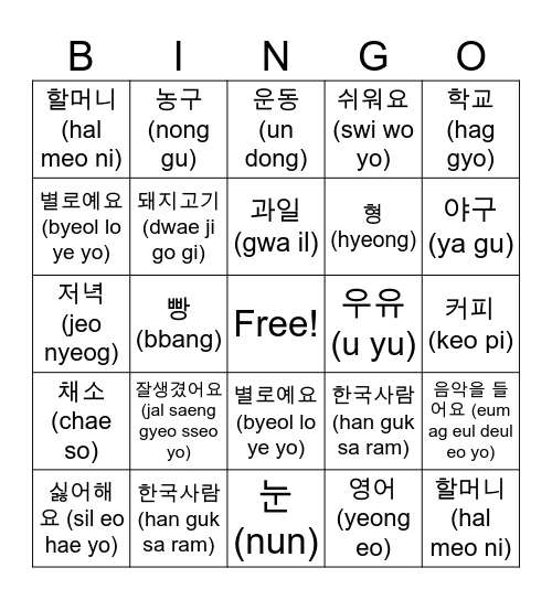 General EYE revision 1 Bingo Card