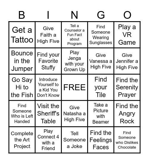 Beamer Scavenger Hunt Bingo Card