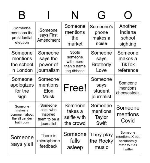 Convention Bingo Card