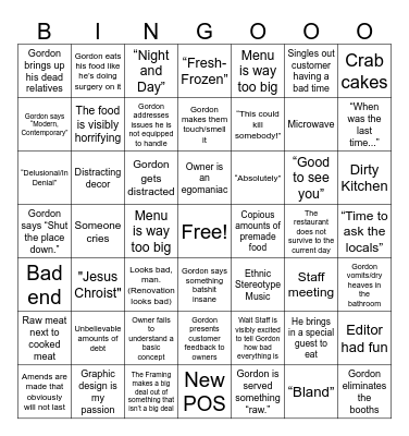 Lady Sarah's Kitch Night Bingo Card (Download on her Patreon) Bingo Card