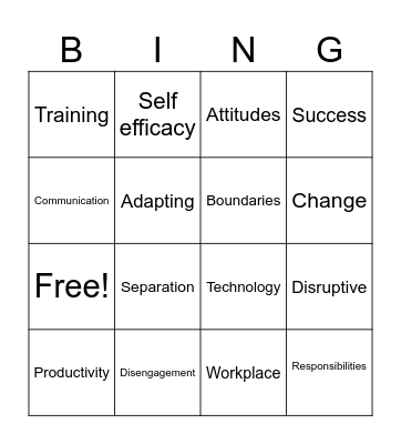 Changing Work Environments Bingo Card