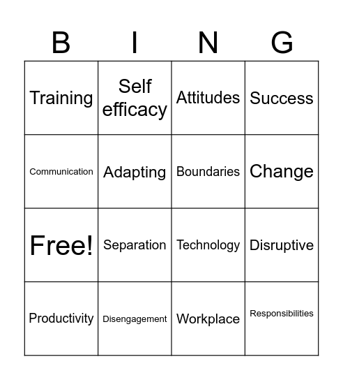 Changing Work Environments Bingo Card