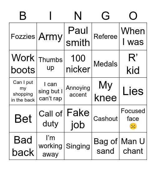 Bingo Bingo Card