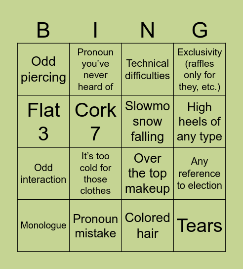 It’s that there they them bingo Card