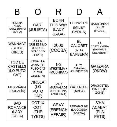 CASTANYADA Bingo Card