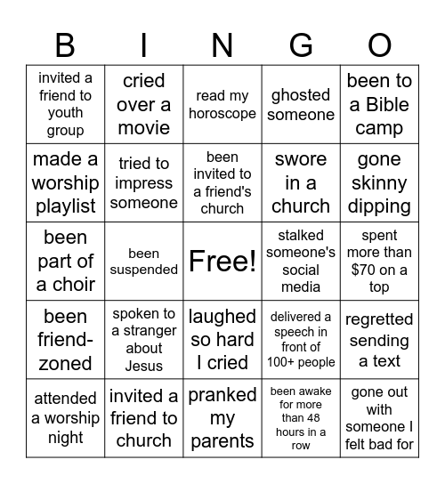 Never Have I Ever Bingo (#2) Bingo Card