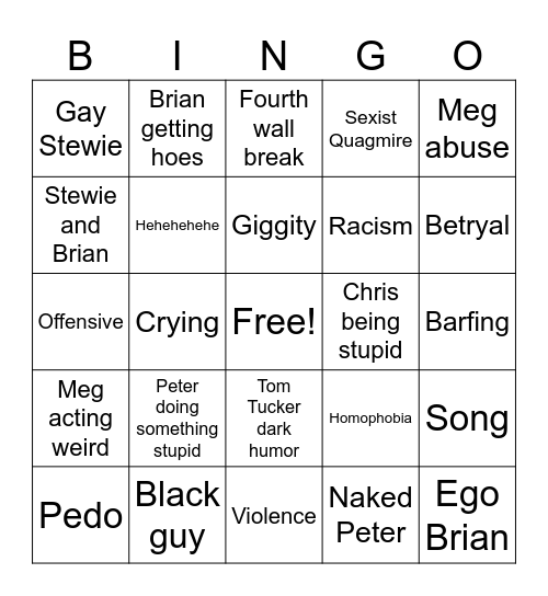 Family Bingo Card