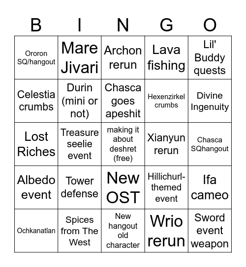 5.2 Livestream Bingo Card