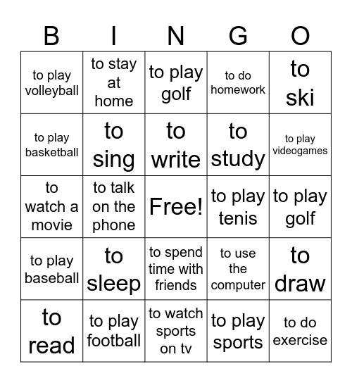 Los Pasatiempos Bingo Card