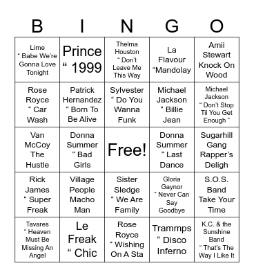 Disco Bingo Card