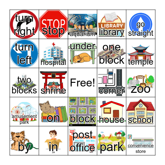 Giving Directions (5th Grade) Bingo Card