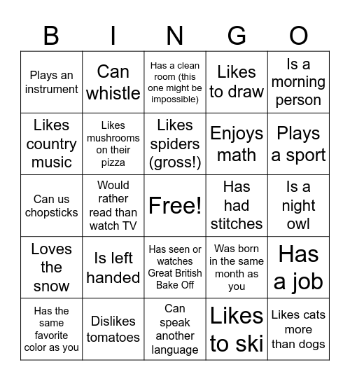 Find Someone Who... Bingo Card