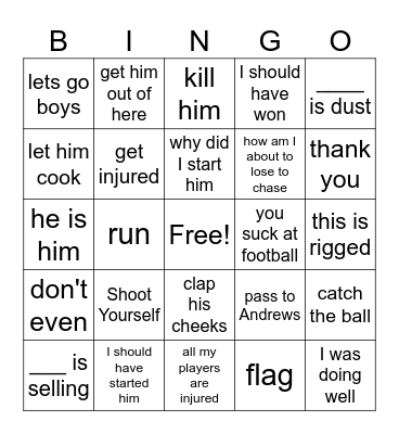 Football Bingo Card
