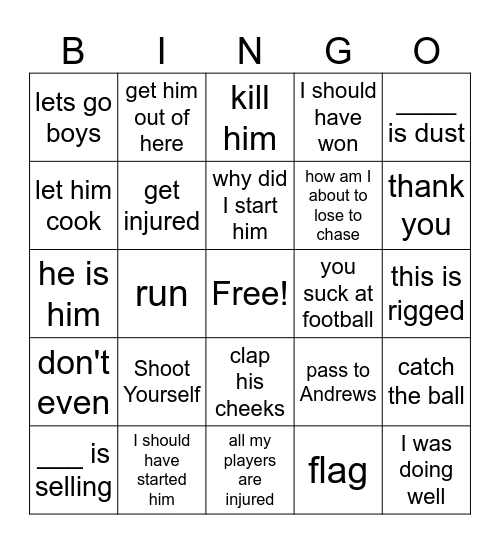 Football Bingo Card