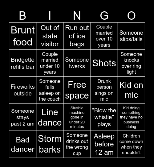 New years bringo Bingo Card