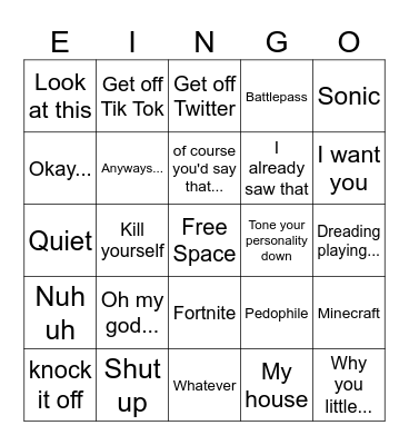 EthanINGO Bingo Card