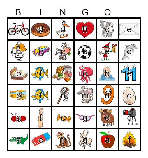 A-O Bingo Card