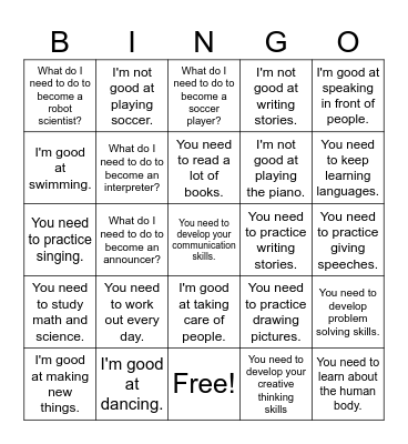 Lesson 7 Review Bingo Card