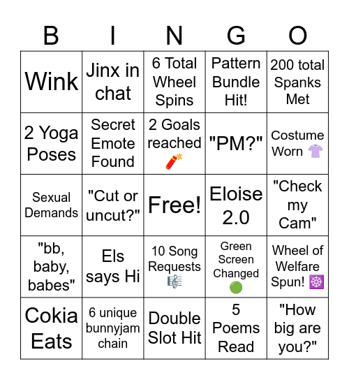 Night Bingo Card
