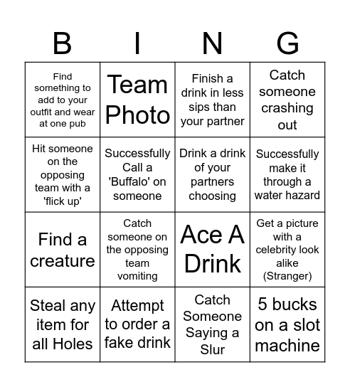 Sheet B Bingo Card