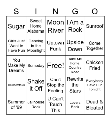BOWMAN SINGO Bingo Card