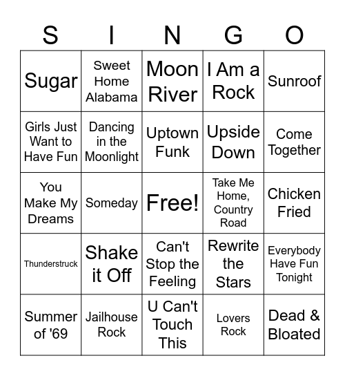 BOWMAN SINGO Bingo Card