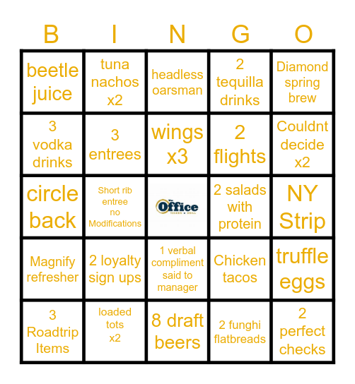 Bingo Office Addition Bingo Card