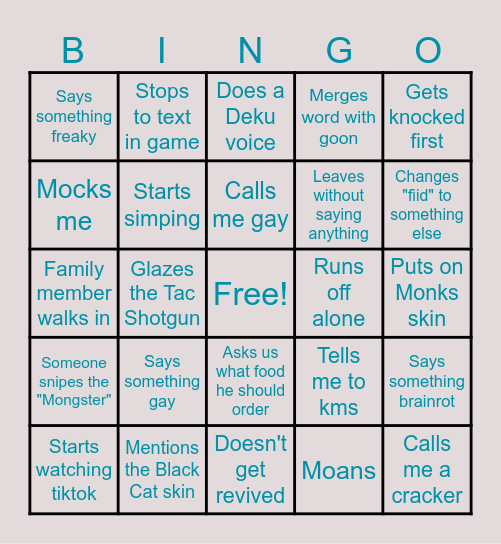 Friend Bingo 1 Bingo Card