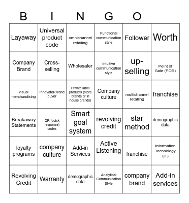 NRF Bingo Card