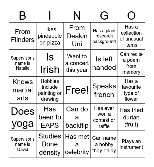 Untitled Bingo Card