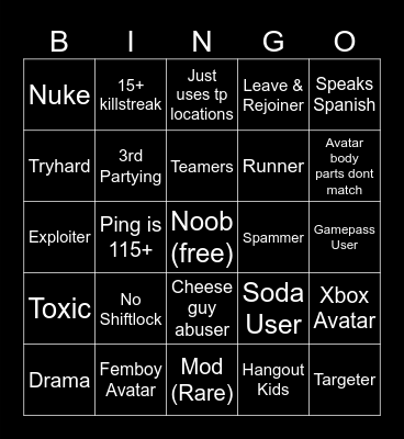 ARF bingo Card