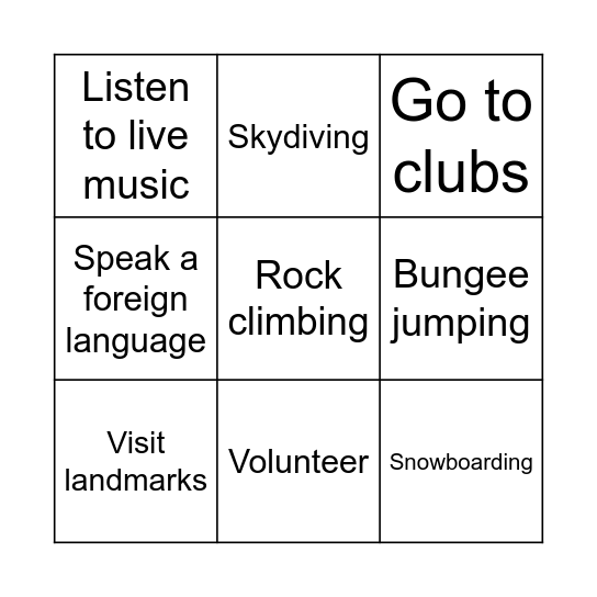 Vocabulary UNIT 12 Bingo Card