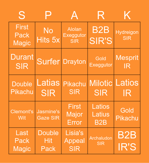 SURGING SPARKS RIP N SHIP Bingo Card