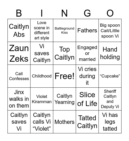 Caitvi Bingo Card