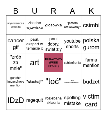 Paul Bingo Card
