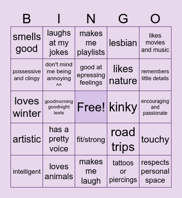 are you my type? Bingo Card
