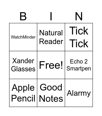 Assistive Technology Bingo! Bingo Card