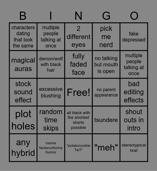 gacha life mini movie Bingo Card