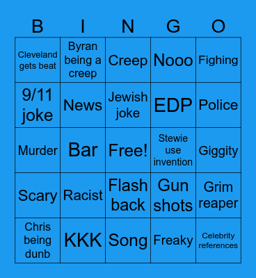 Family guy Bingo Card