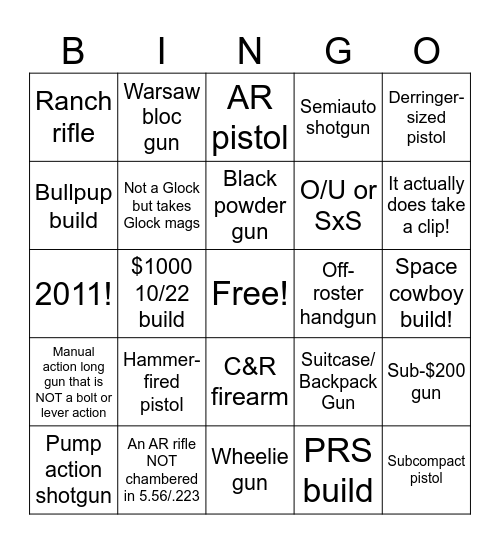 CA Guns Bingo Card