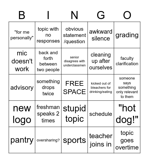Open Forum BINGO Card