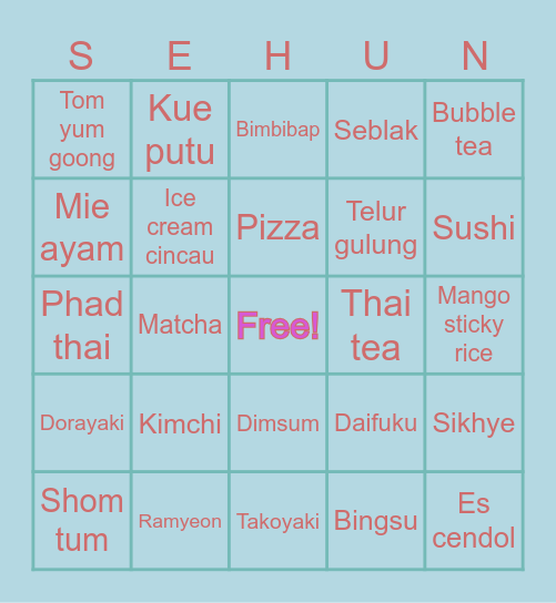 ocsehuni Bingo Card