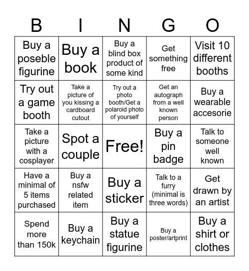 COMIC CON BINGO Card