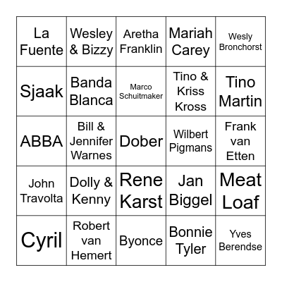Muziekt ronde Bingo Card