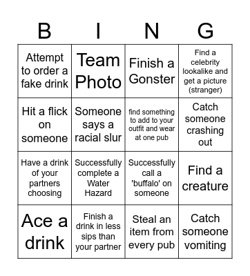 Sheet B Bingo Card