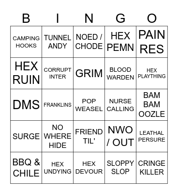 DBD BINGO Card