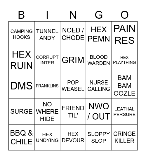 DBD BINGO Card