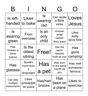 Icebreaker Bingo: Find Someone Who Bible Bingo Card